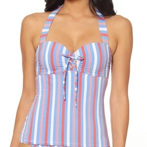 Jessica Simpson Eyeshadow Multi Miami Stripe Tankini Top XL